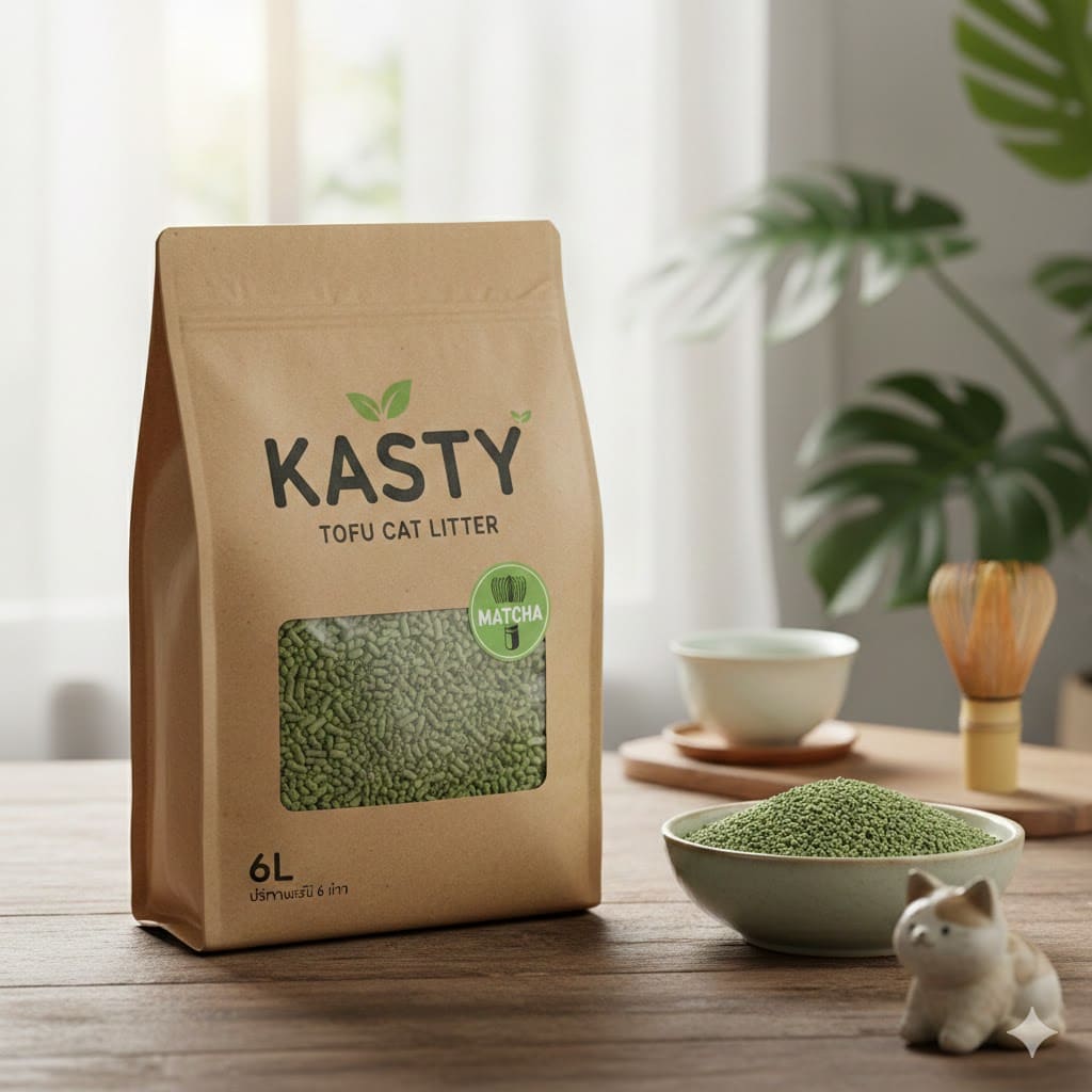 ทรายแมว Kasty เต้าหู้ธรรมชาติ กลิ่นมัทฉะ
